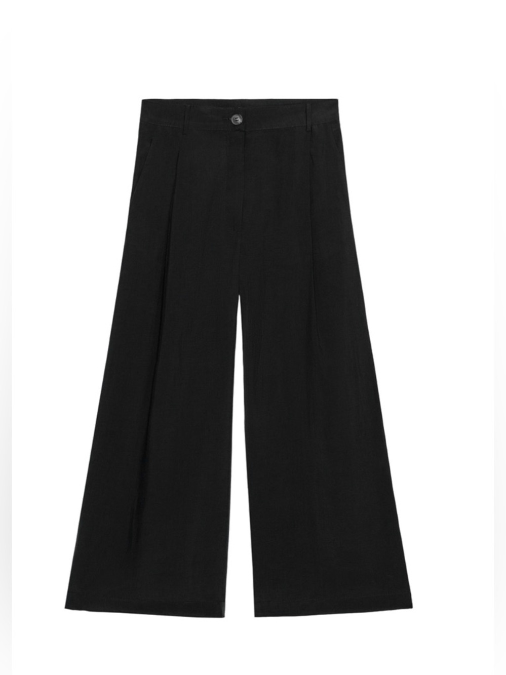 Zara Black Wide-Leg Cropped Trousers